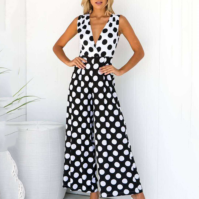 

Chic Polka Dots Sleeveless Jumpsuit