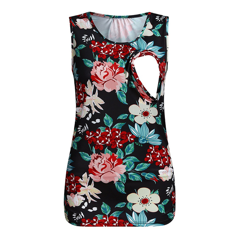 

Sassy Floral Print Sleeveless Nursing Top
