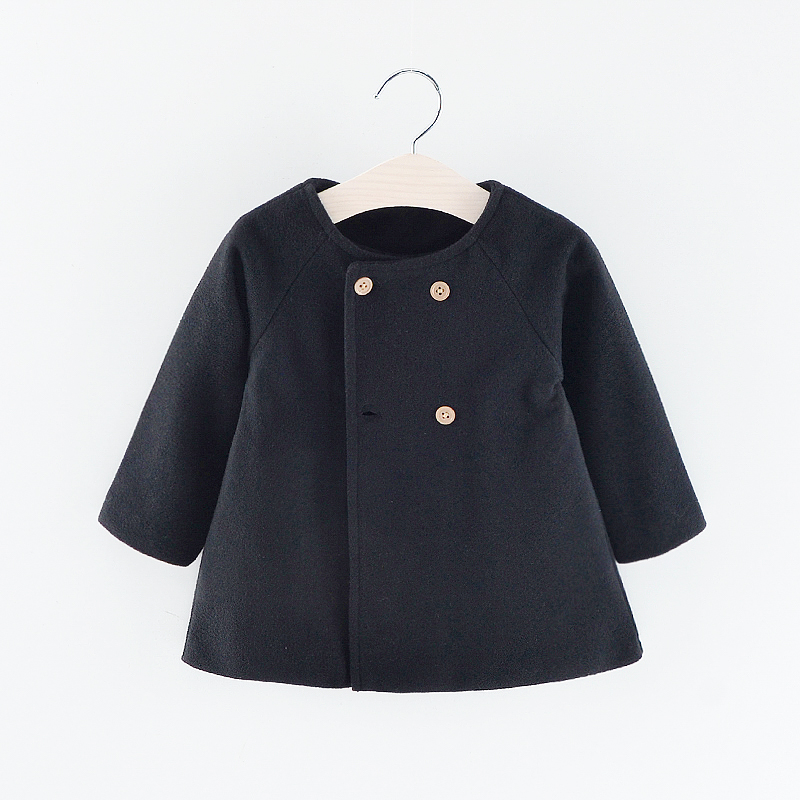

Baby/ Toddler Girl's Solid Button Decor Coat
