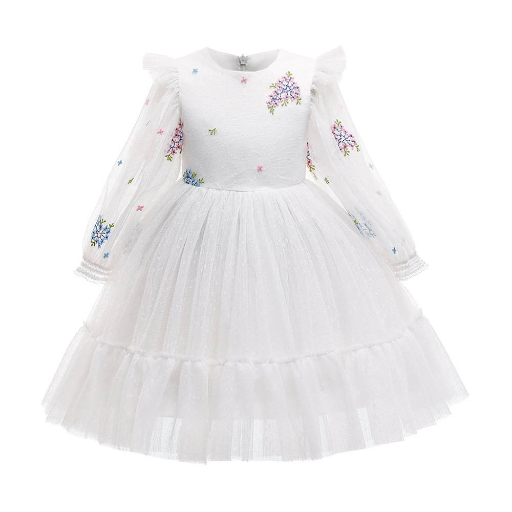 

Beautiful Embroidered Mesh Long-sleeve Princess Party Dress