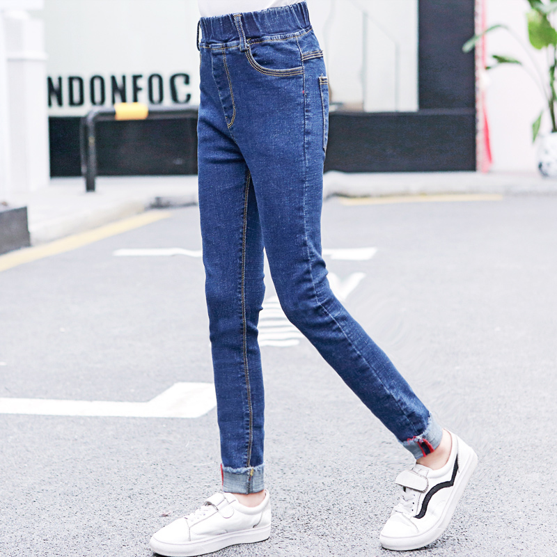 

Fashionable Solid Denim Pencil Pants