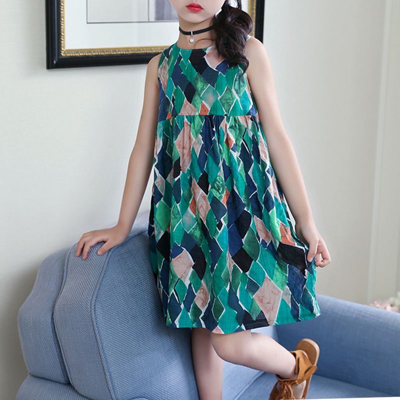 

Stylish Geo Pattern Sleeveless Dress and Headband Set
