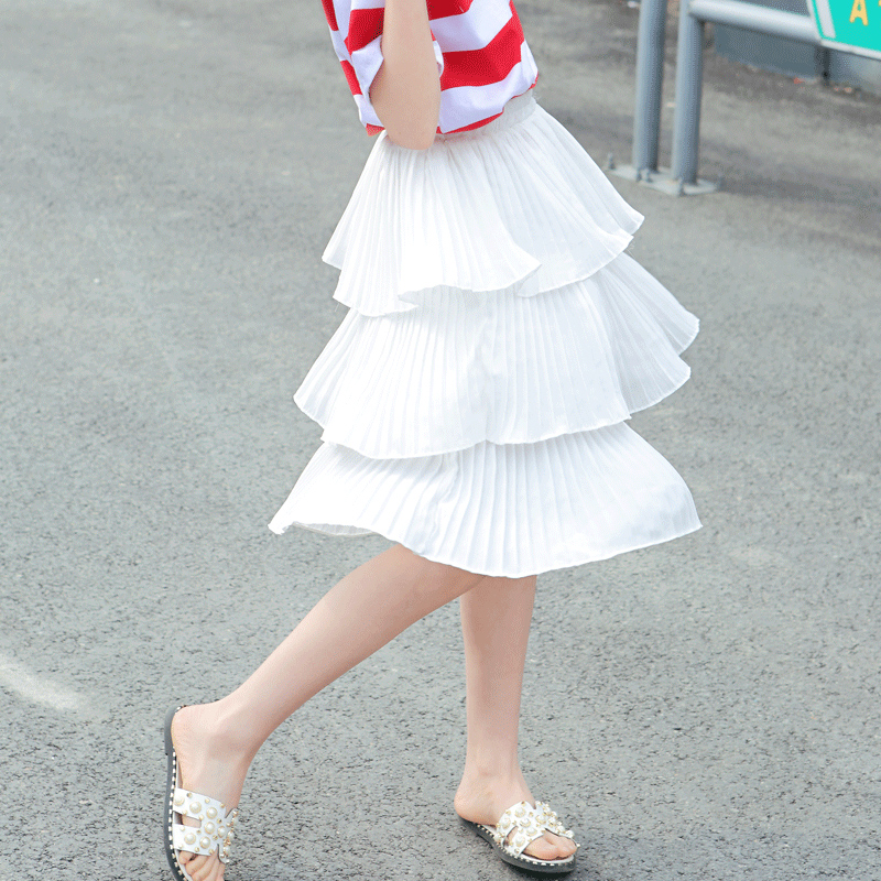 

Fashionable Solid Ruffled Skirt in White