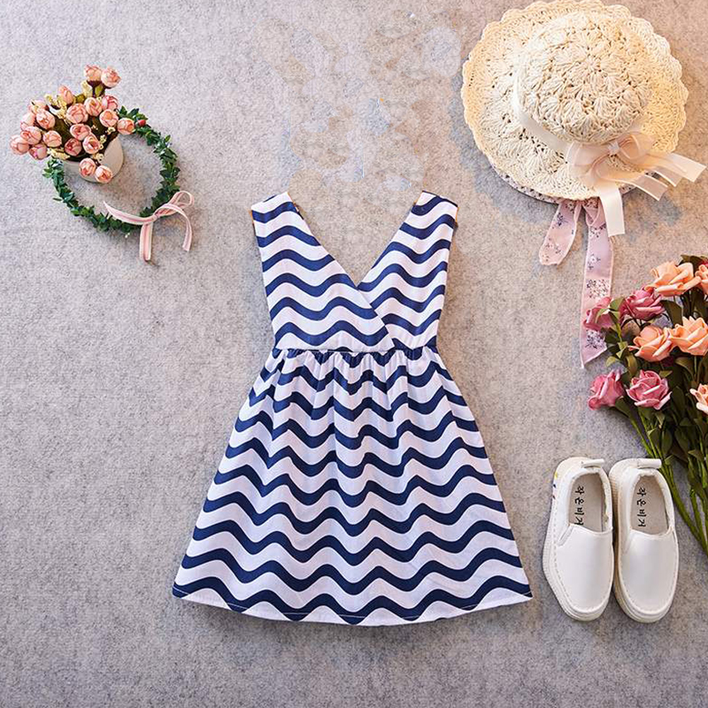 

Summer Fashionable Wave Striped Dress for Girl
