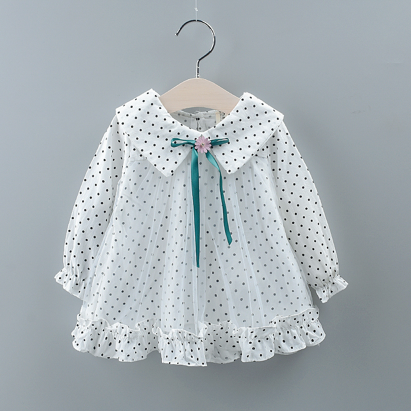 

Baby / Toddler Sweet Polka Dots Doll Collar Tulle Long-sleeve Dress