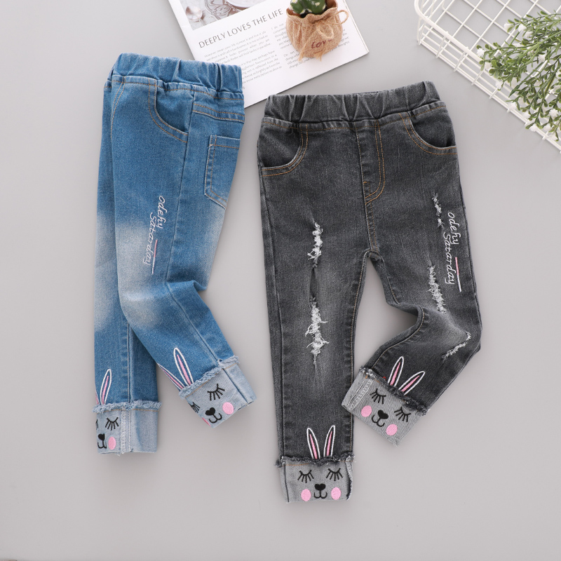 

Baby / Toddler Embroidered Rabbit Denim Pants