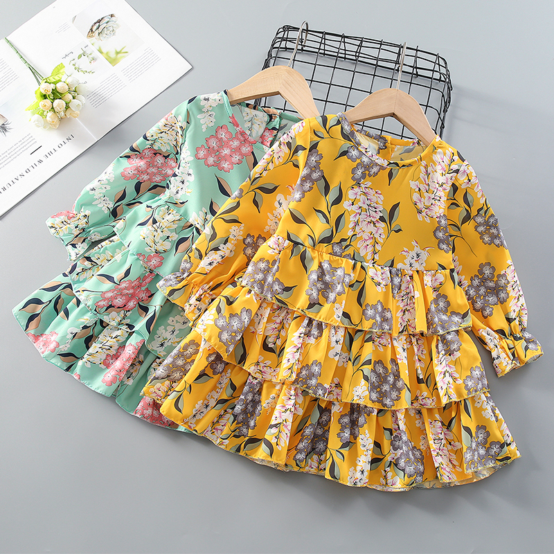 

1pc Baby Girl Long-sleeve Floral Sweet Dress