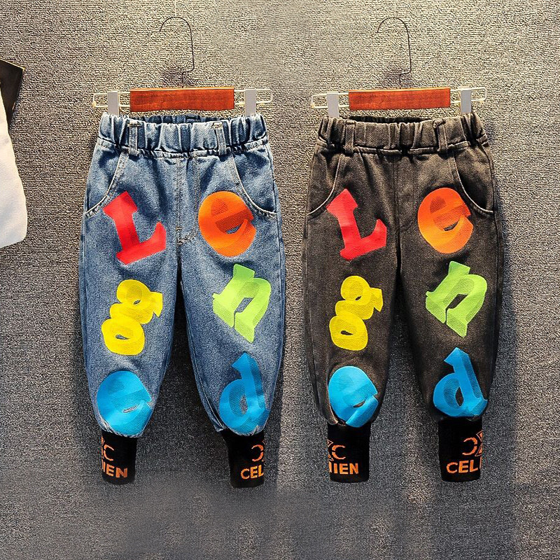 

Toddler Boy Letter Print Casual Denim Jeans
