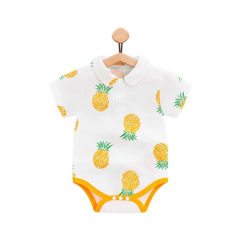 

Baby Pineapple Print Polo Collar Bodysuit