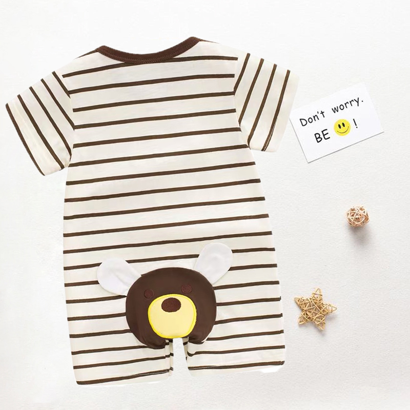 

Baby Bear Print Striped Bodysuit