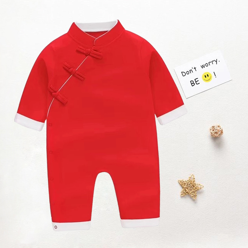 

Baby Chinese Style Solid Long-sleeve Jumpsuit