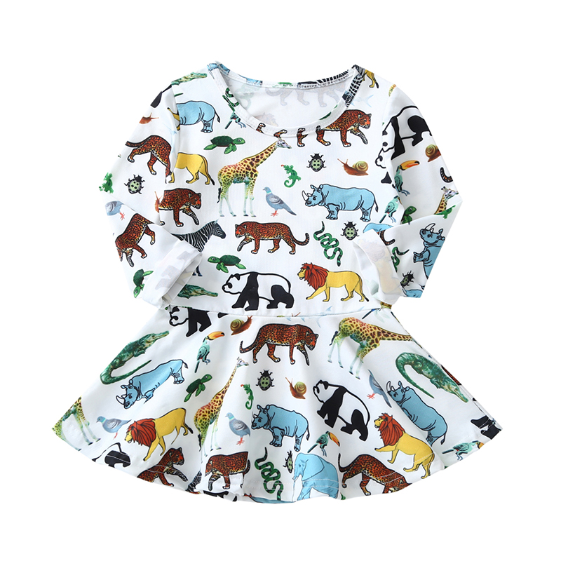 

Cute Animal Patterned Long-sleeve Dress for Toddler Girl and Girl