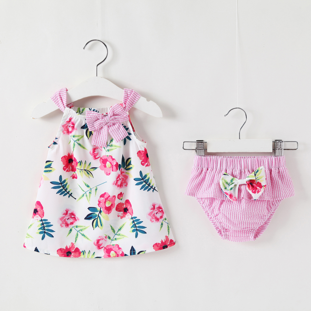 

Baby Girl's Floral Allover Dress and Bow Shorts