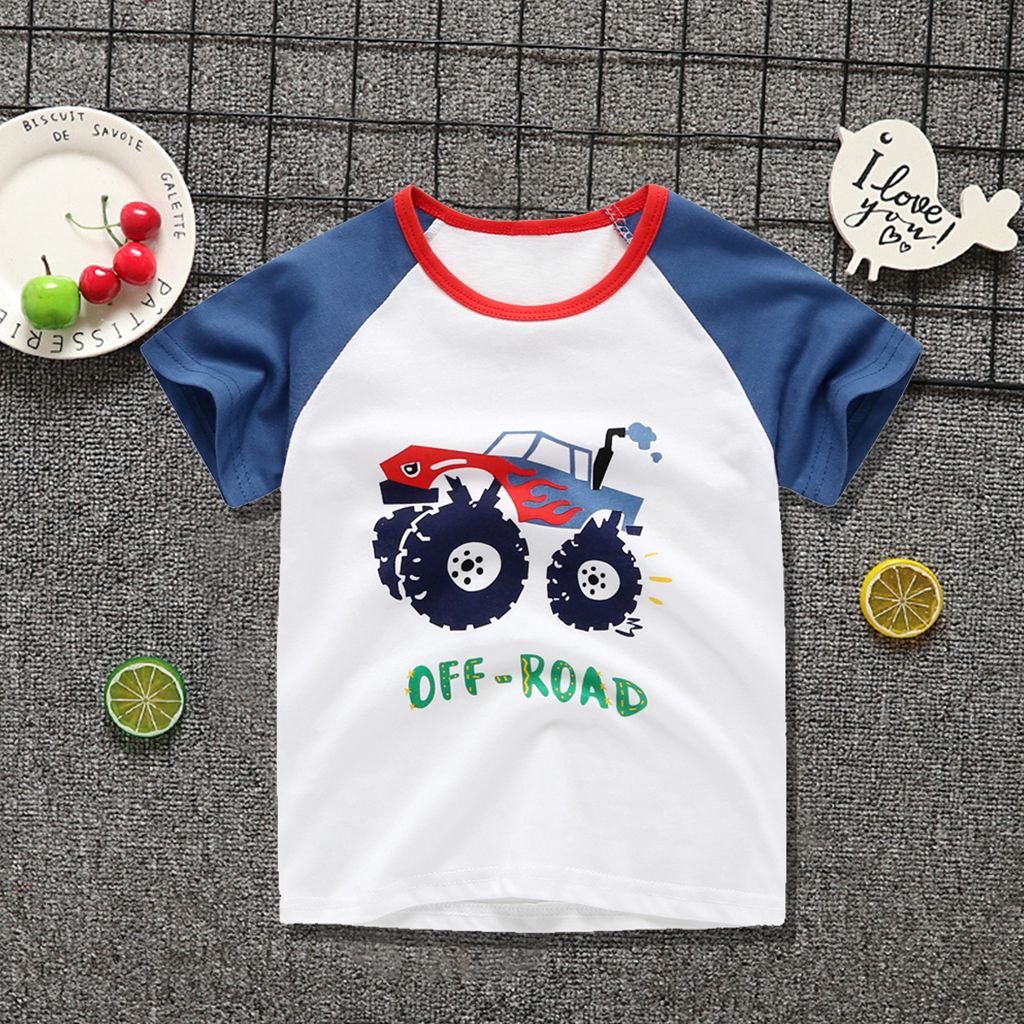 

Toddler Boys Car Print Round Neck Top