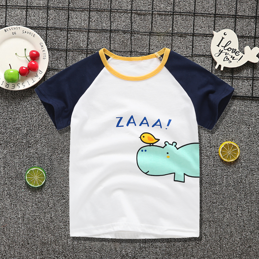 

Baby / Toddler Boy Lovely Hippopotamus Print Splice Tee