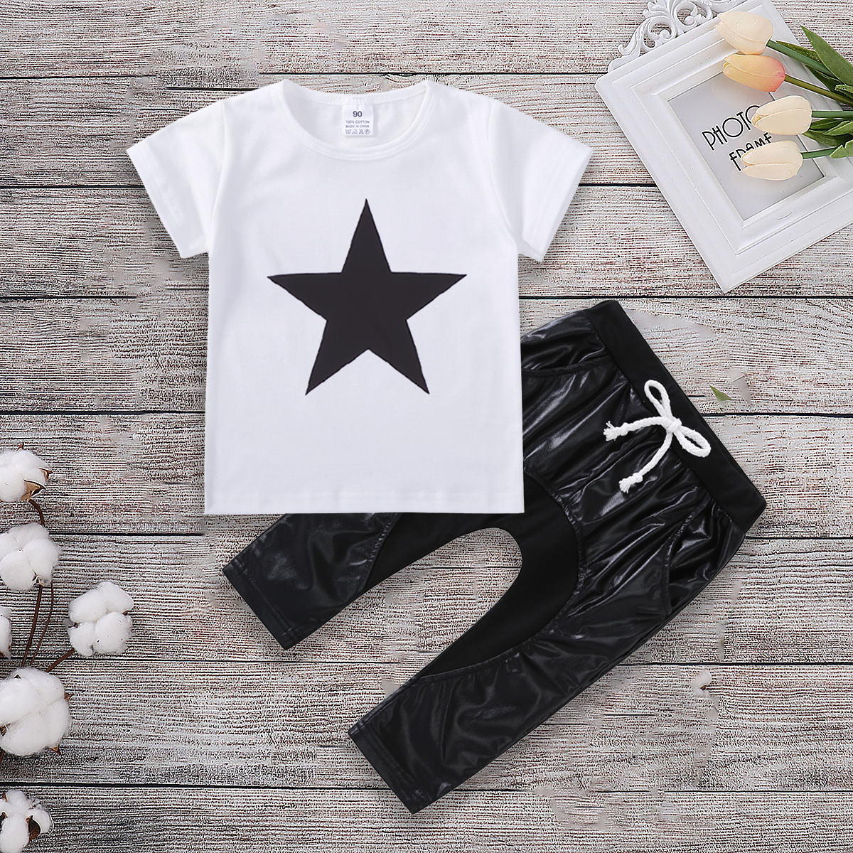 

Baby / Toddler Fashionable Star Print Tee and Solid Pants Set