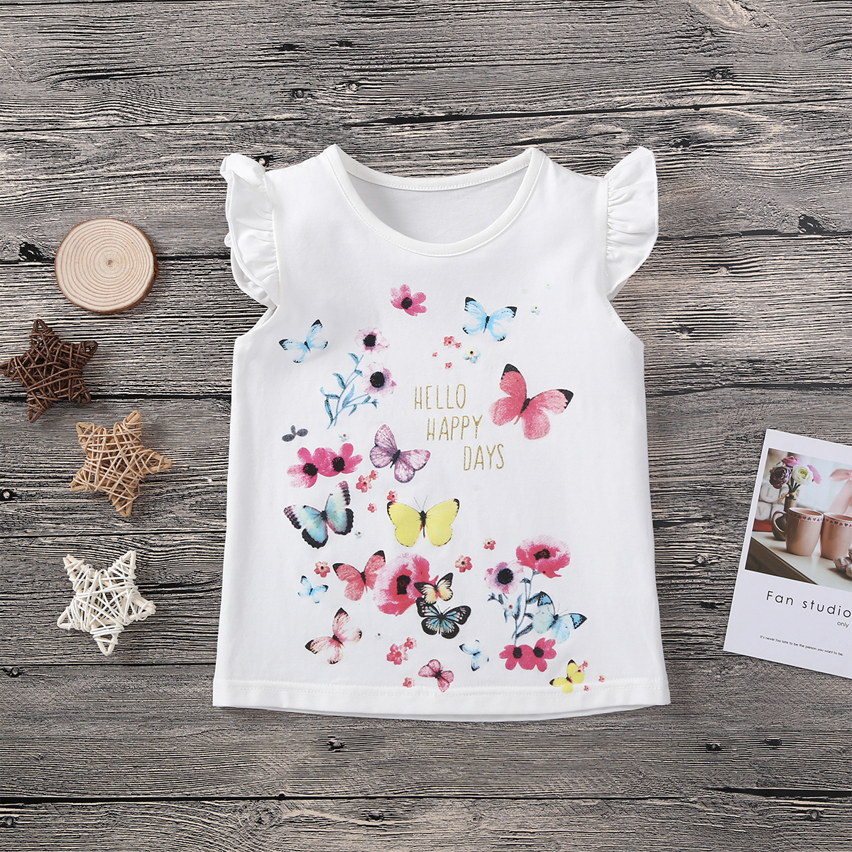 

Baby / Toddler Butterfly Print Ruffle-sleeve Tee