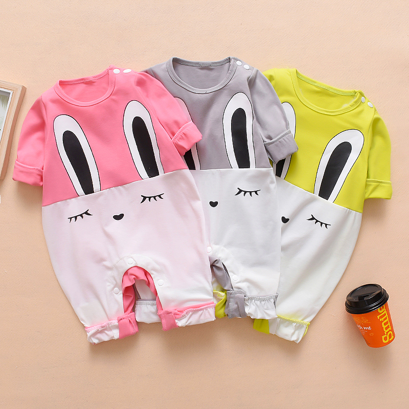 

Baby Rabbit Print Short-sleeve Splice Short-sleeve Jumpsuit