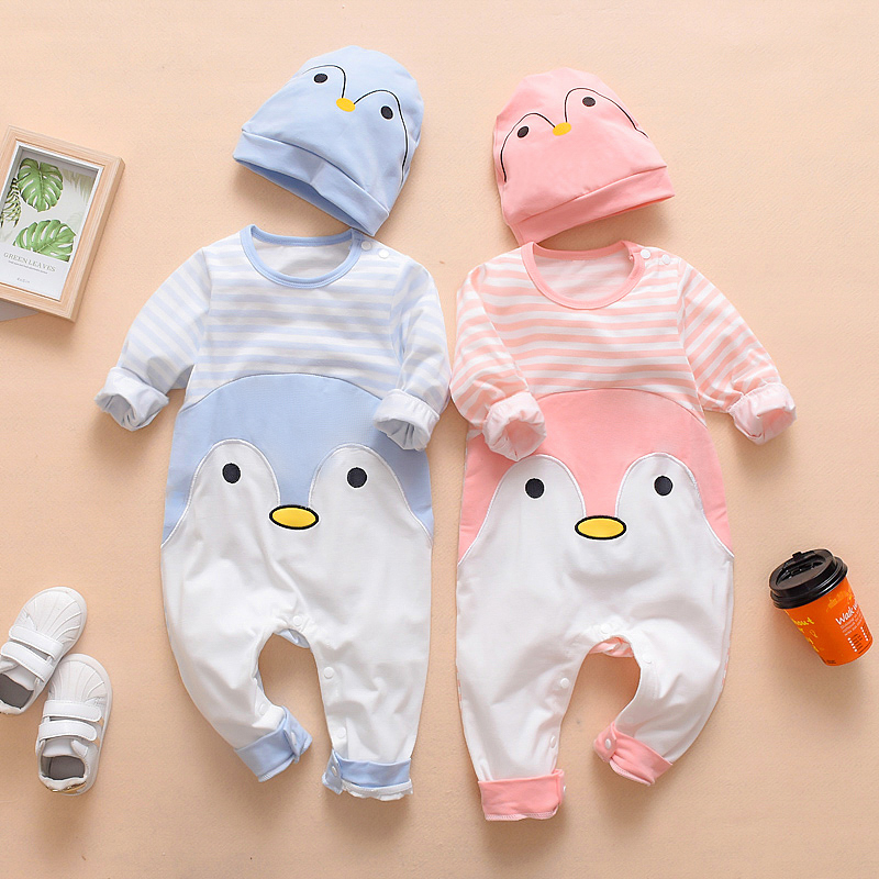 

Baby Cute Penguin Print Long-sleeve Jumpsuit and Hat