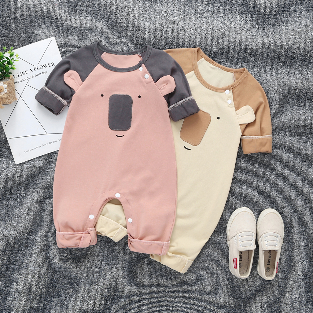 

Baby Cute Bear Print 3D Ears Design Long-sleeve Jumpsuit