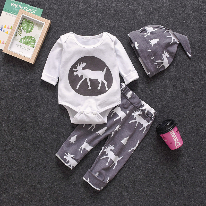 

Elk Print Long Sleeve Three Piece Set