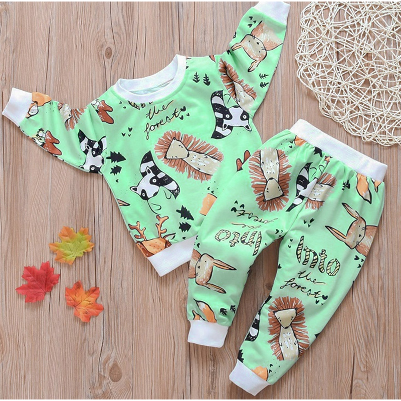 

2-piece Baby / Toddler Animal Print Long-sleeve Top and Pants Set