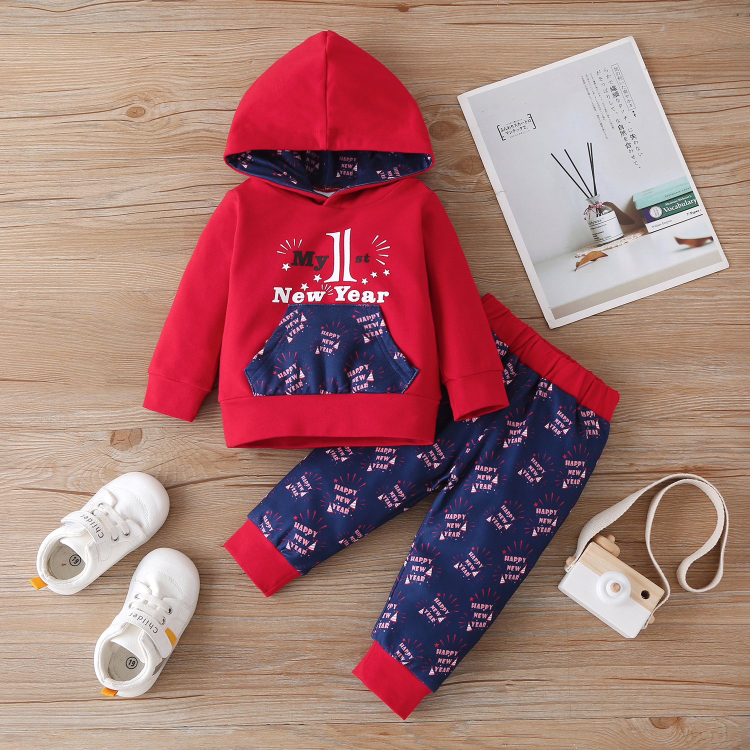 

2pcs Baby Long-sleeve Cotton hooded Unisex casual Letter Baby's Sets
