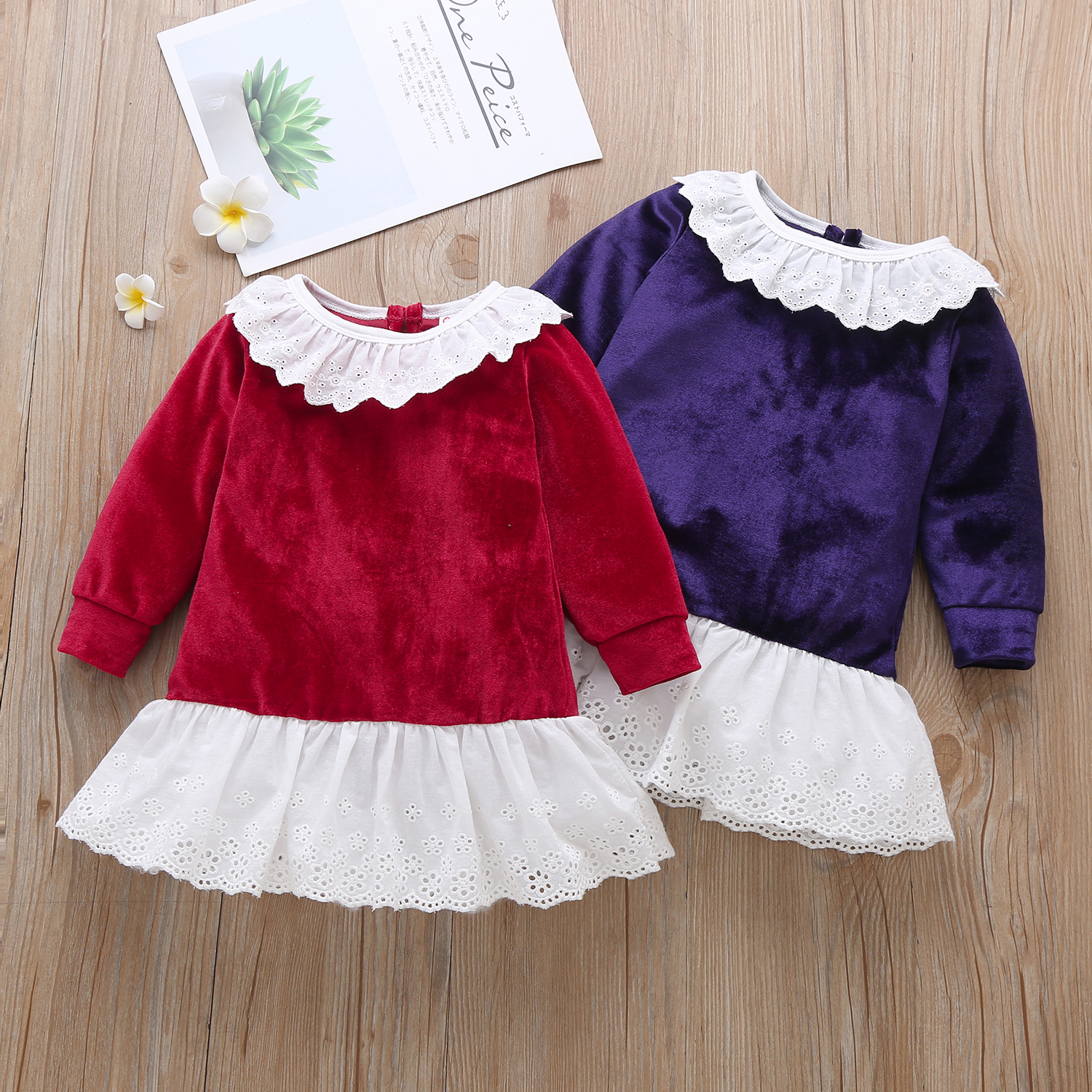 

1pc Baby Girl Long-sleeve Cotton Retro Dress