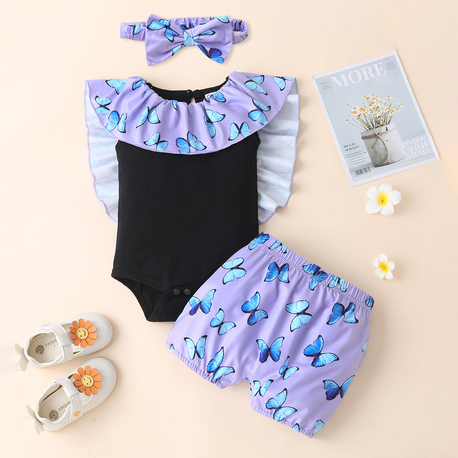 

3pcs Baby Girl Cotton Romper Baby's Sets