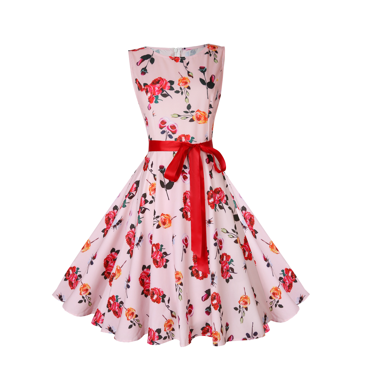 

Women Floral Vintage Sleeveless Dress