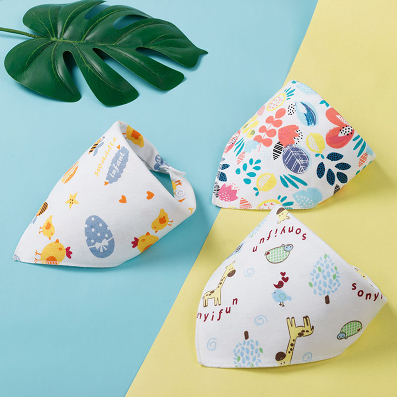 

3-piece Cotton Cute Cartoon Print Bibs for Baby