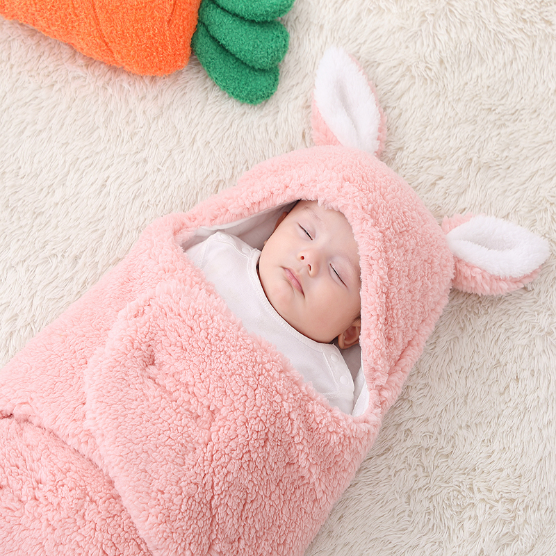 

Baby Cute Blanket Swaddle Wrap Winter Cotton Plush Hooded Sleeping Bag