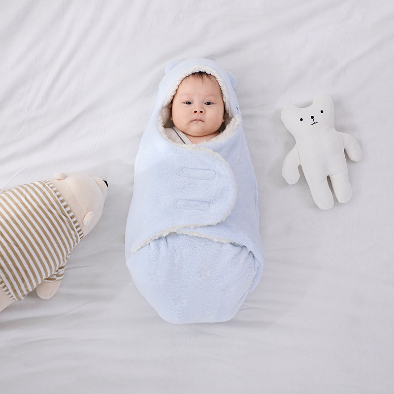 

Baby Blanket Swaddle Wrap Winter Plush Hooded Sleeping Bag