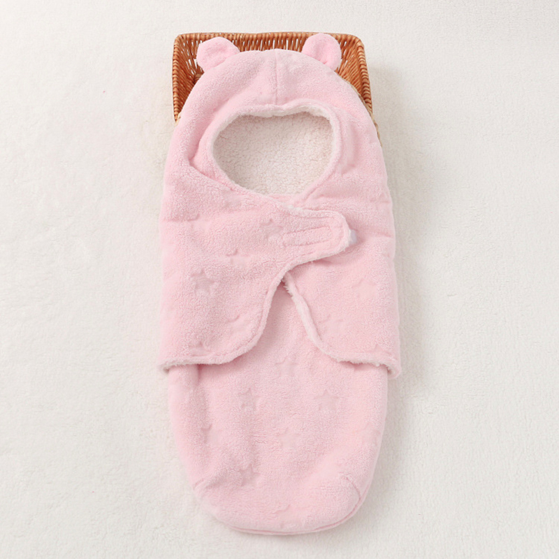 

Baby Cute Blanket Wrap Cotton Plush Hooded Sleeping Bag