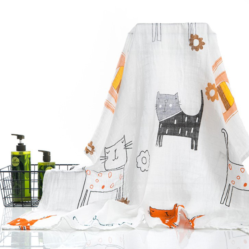 

Baby Cartoon Cat Print Cotton Soft Sleeping Blanket Wrap Set Newborn Baby Bedding Stuff