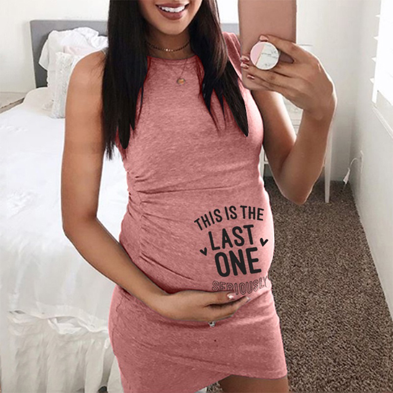

Sassy Letter Print Sleeveless Maternity Dress