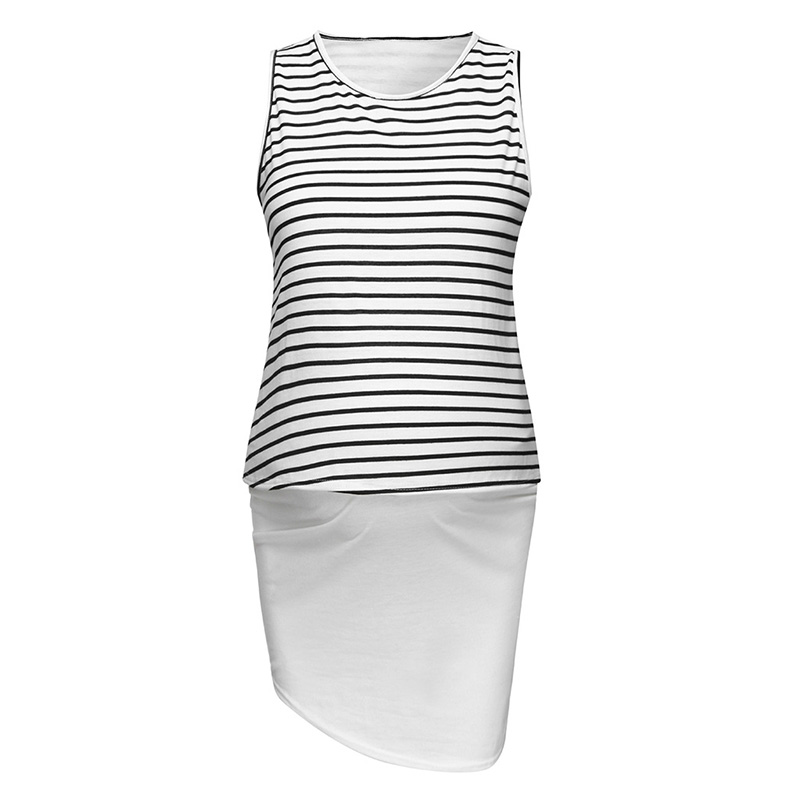 

Casual Striped Sleeveless Maternity Dress