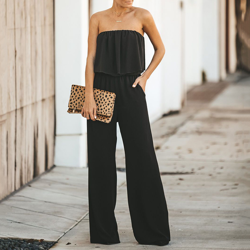 

Sexy Solid Ruffle Backless Jumpsuit