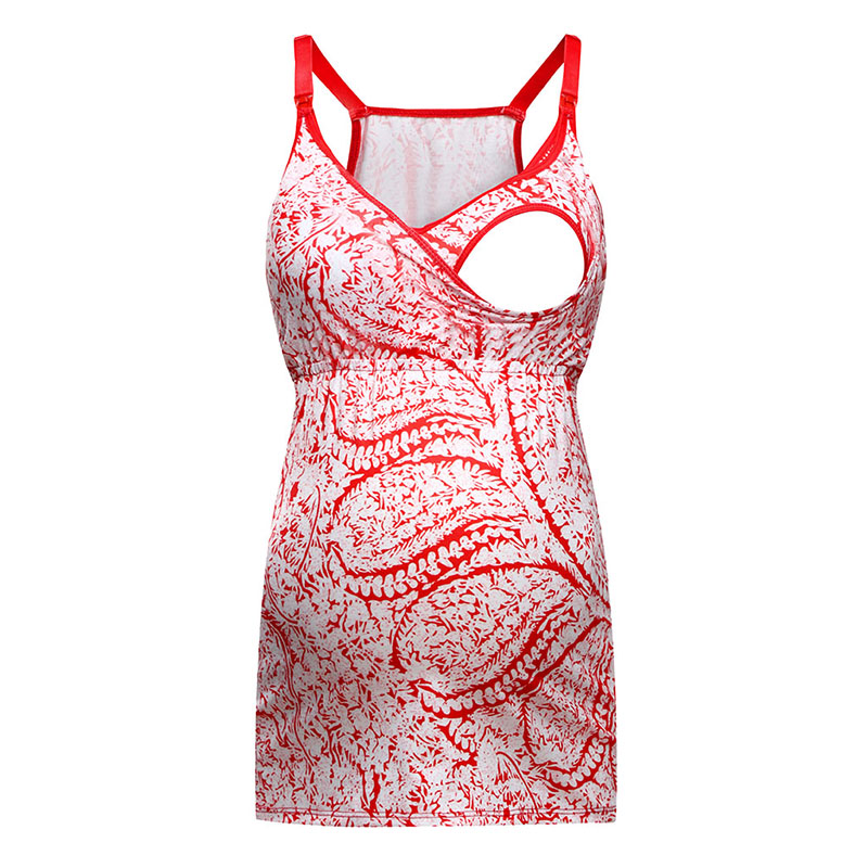 

Stylish Plant Pattern Maternity Nursing Tank