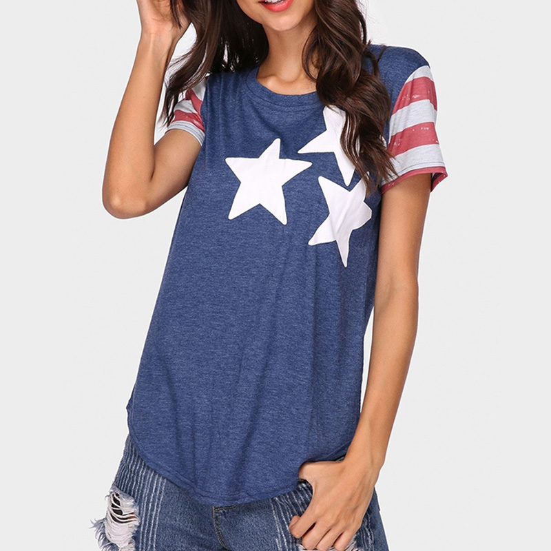 

Casual Star Print Loose Short-sleeve Top