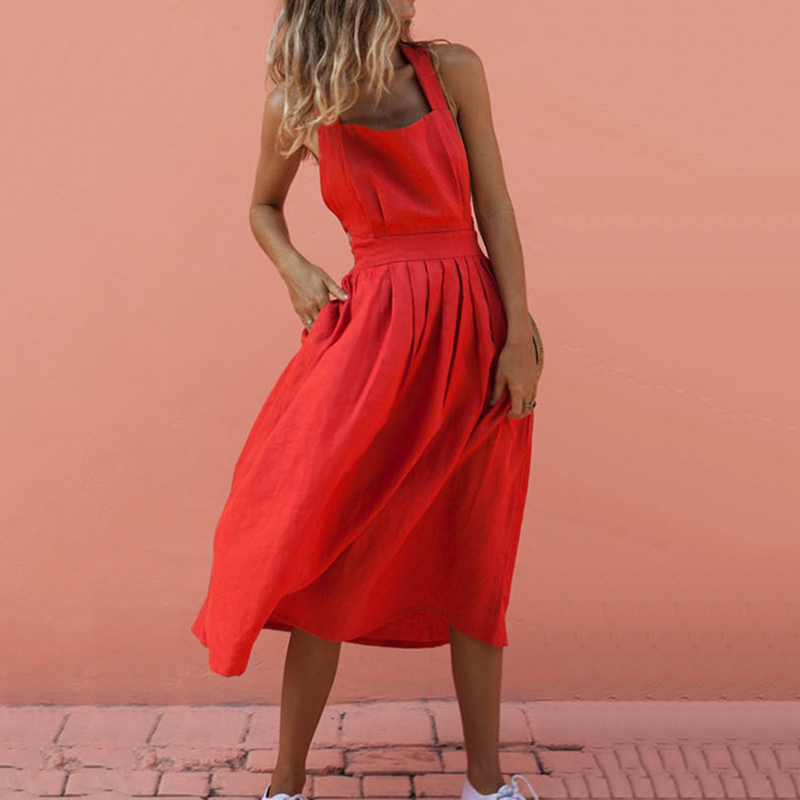 

Casual Pleated Solid Dress
