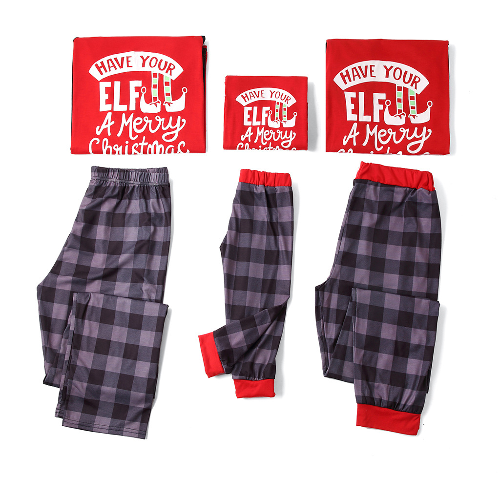 

Casual Christmas Letter Print Top and Plaid Pants Family Matching Set