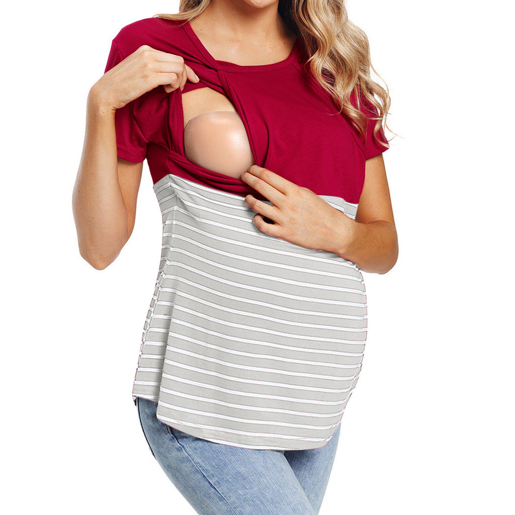 

Sassy Striped Short-sleeve Nursing Tee