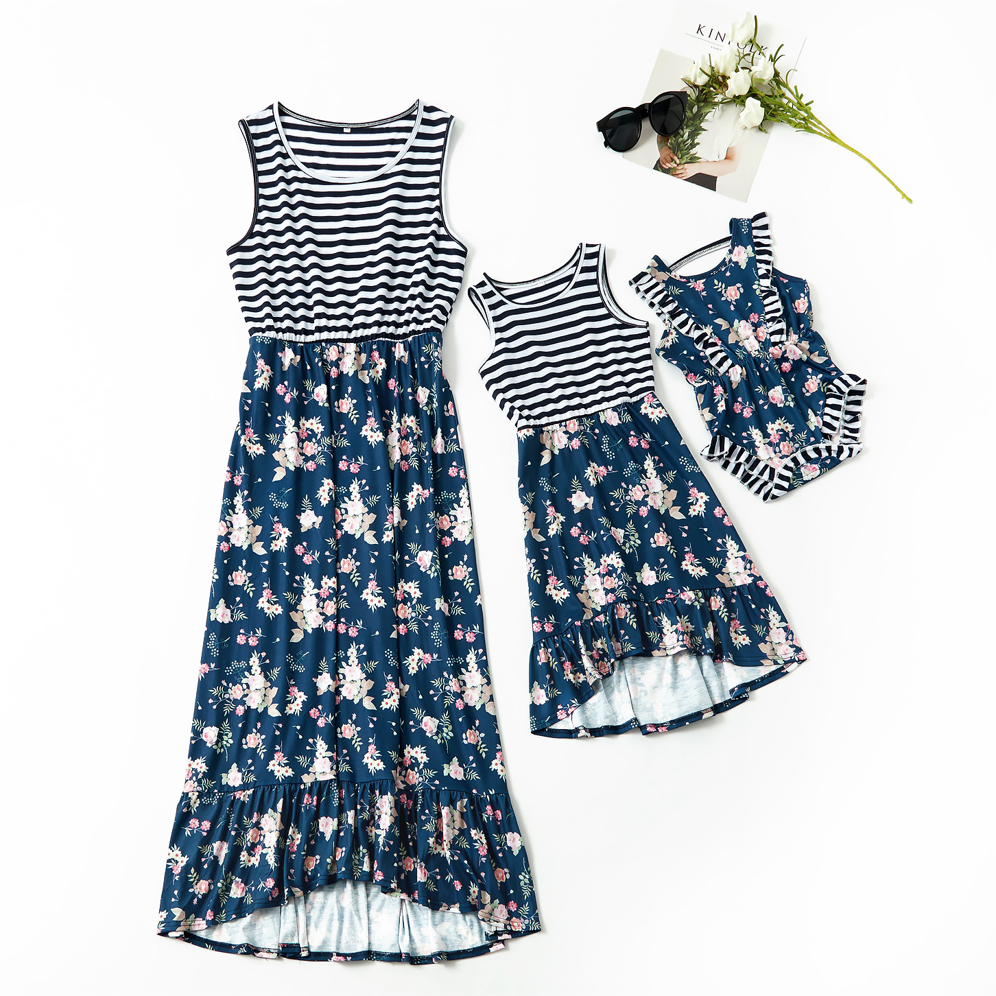 

Printed Stitching Matching Dresses