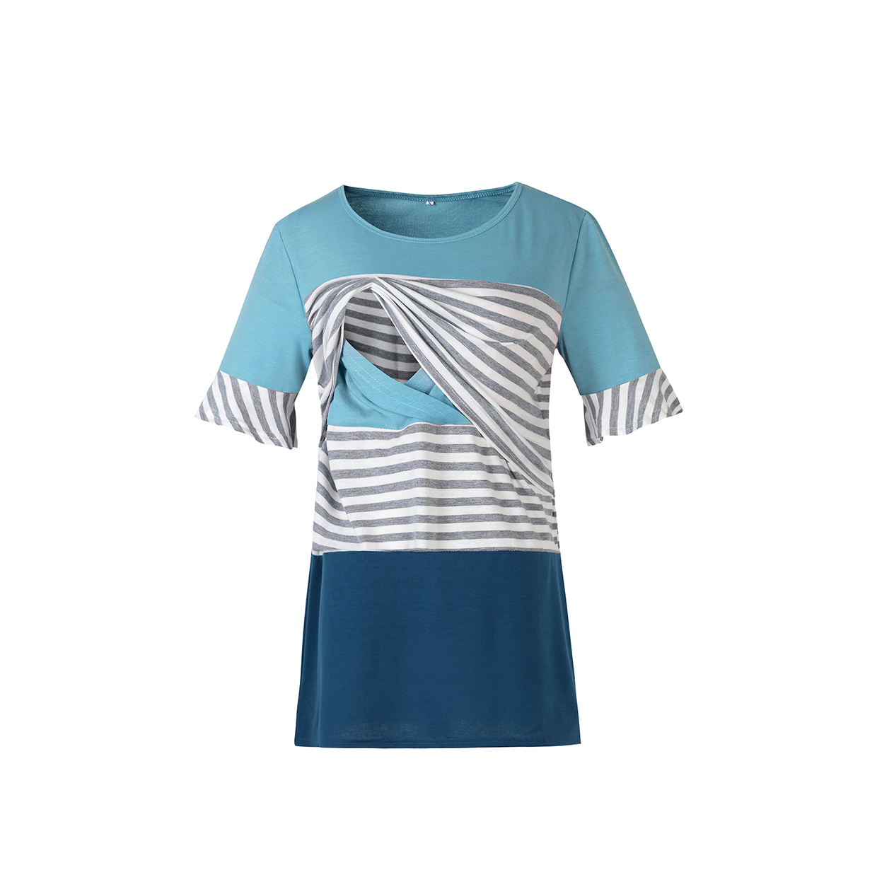 

Casual Color Block Short-sleeve Nursing Tee