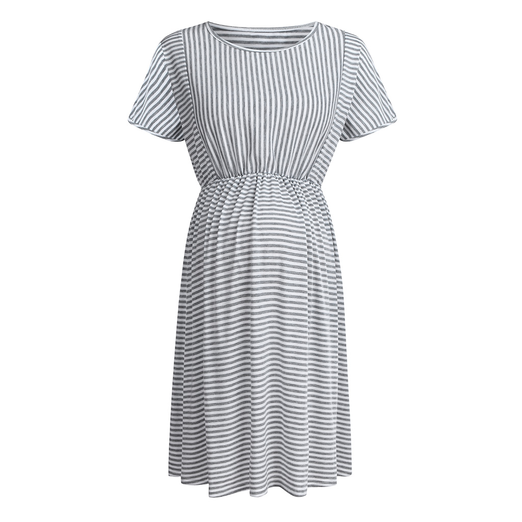 

Casual Striped Short-sleeve Maternity Dress