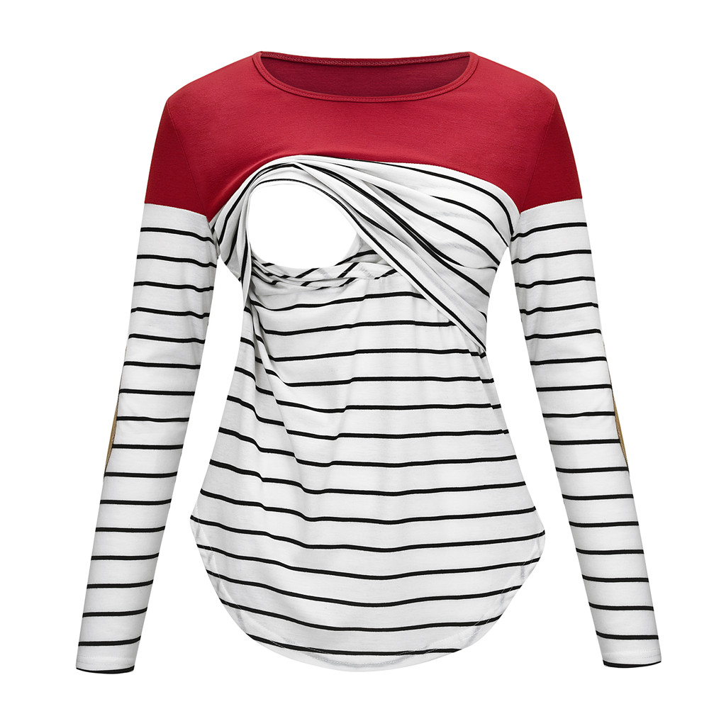 

Casual Striped Long-sleeve Nursing Top