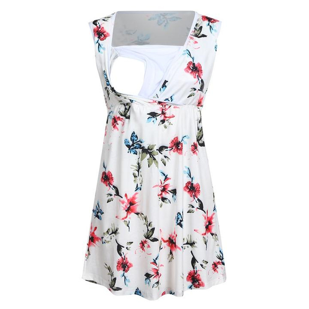 

Stylish Floral Print Sleeveless Nursing Top