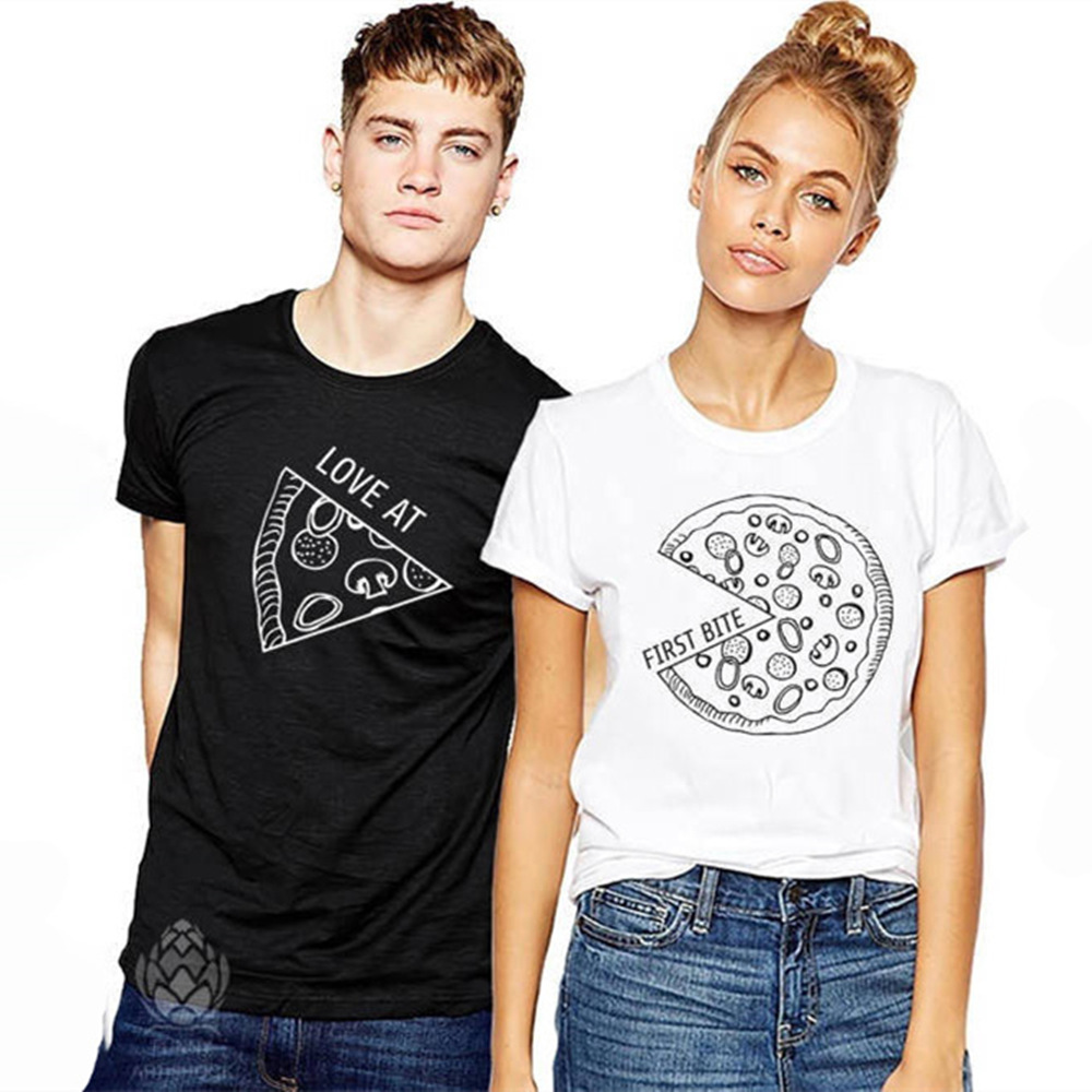 

Matching Pizza Print Couple T-shirts