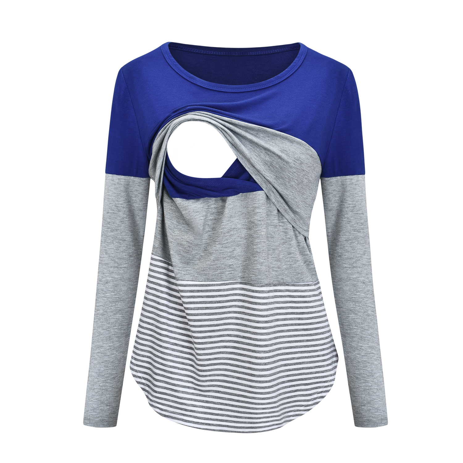

Casual Colorblock Long-sleeve Nursing Tee